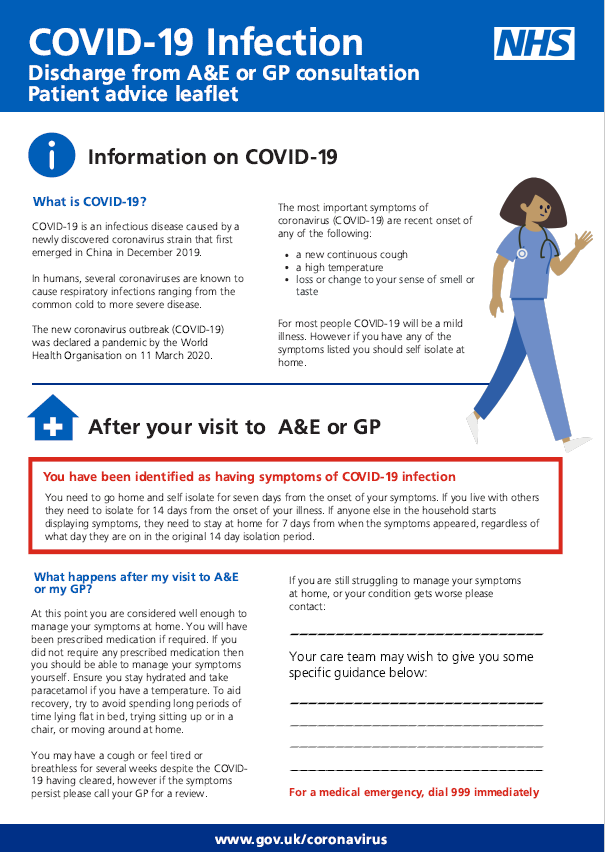 Covid-19 discharge for gp or a&e page1 Covid-19 discharge for gp or a&e page1